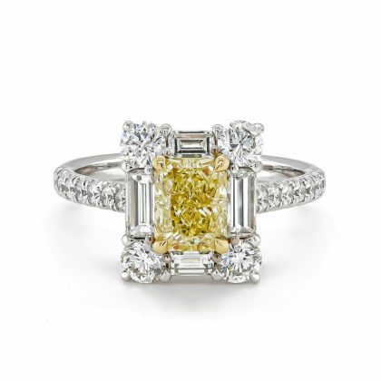 Dress Rings |   18Ct White Gold Fancy Yellow And White Diamond Ring Dress Rings Dress Rings