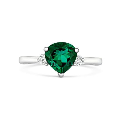 Dress Rings |   18Ct White Gold Green Tourmaline And Diamond Three Stone Ring Dress Rings Dress Rings