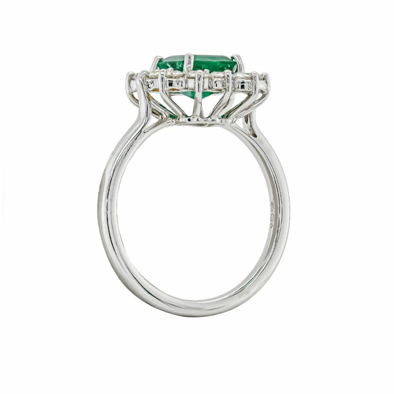 Dress Rings |   18Ct White Gold Octagon Emerald And 12 Diamond Cluster Ring Dress Rings Dress Rings