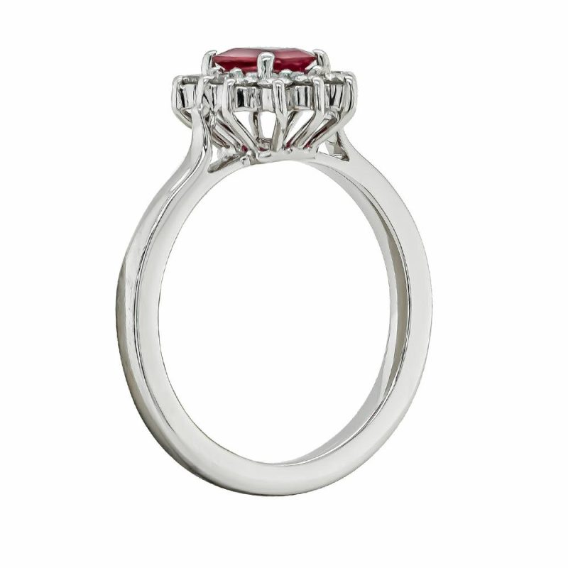 Dress Rings |   18Ct White Gold Octagonal Ruby And Diamond Cluster Ring Dress Rings Dress Rings