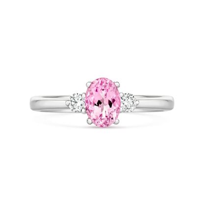 Dress Rings |   18Ct White Gold Oval  Pink 0.81Ct Morganite & 0.15Ct Diamond Ring Dress Rings Dress Rings