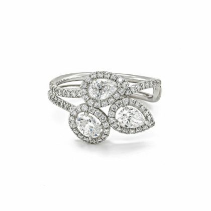 Dress Rings |   18Ct White Gold Pear And Oval Cut Diamond Cluster Ring Dress Rings Dress Rings