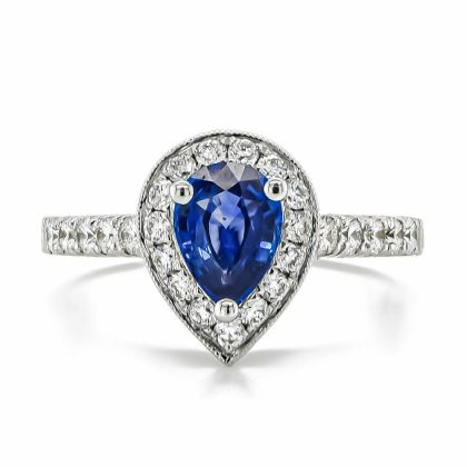 Dress Rings |   18Ct White Gold Pear Shaped Sapphire And Diamond Cluster Ring Dress Rings Dress Rings