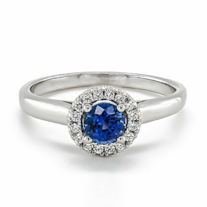 Dress Rings |   18Ct White Gold Round Sapphire And Diamond Cluster Ring Dress Rings Dress Rings