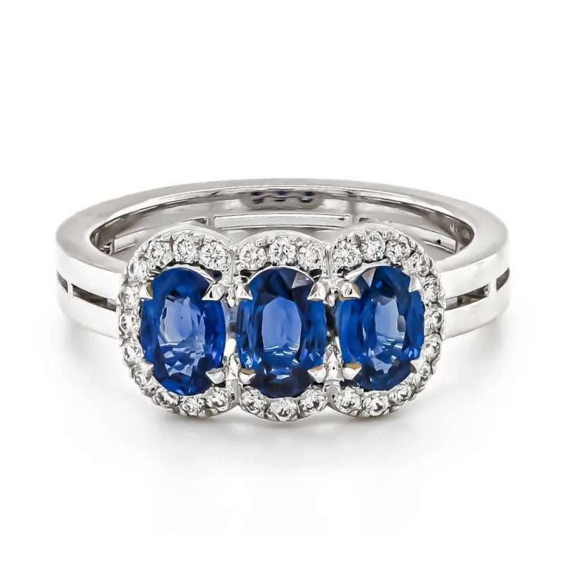 Dress Rings |   18Ct White Gold Sapphire & Diamond Cluster Ring 1.69Ct Dress Rings Dress Rings