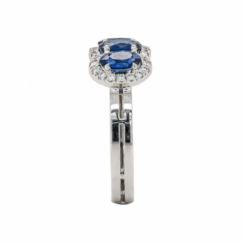 Dress Rings |   18Ct White Gold Sapphire & Diamond Cluster Ring 1.69Ct Dress Rings Dress Rings