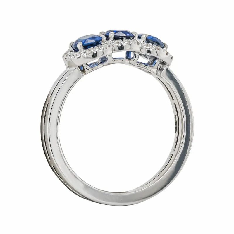 Dress Rings |   18Ct White Gold Sapphire & Diamond Cluster Ring 1.69Ct Dress Rings Dress Rings