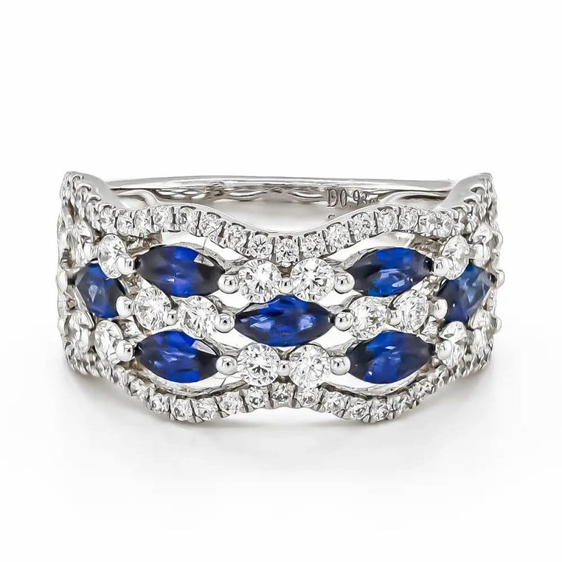 Dress Rings |   18Ct White Gold Sapphire & Diamond Dress Ring Dress Rings Dress Rings