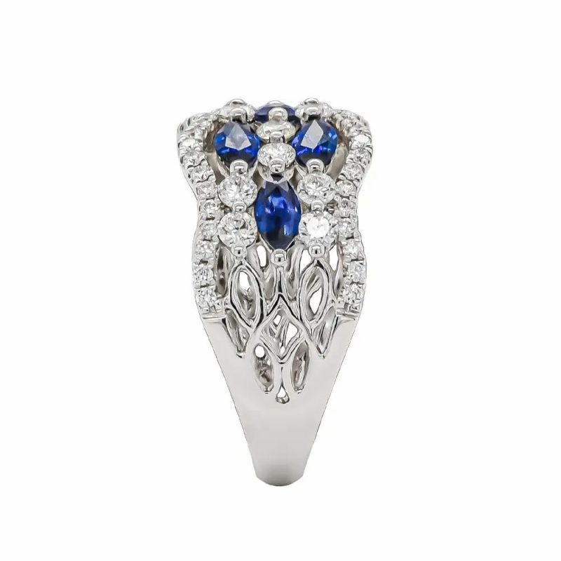 Dress Rings |   18Ct White Gold Sapphire & Diamond Dress Ring Dress Rings Dress Rings