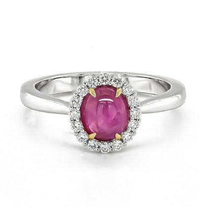 Dress Rings |   18Ct White Gold Star Ruby 1.85Cts And Diamond Cluster Ring Dress Rings Dress Rings