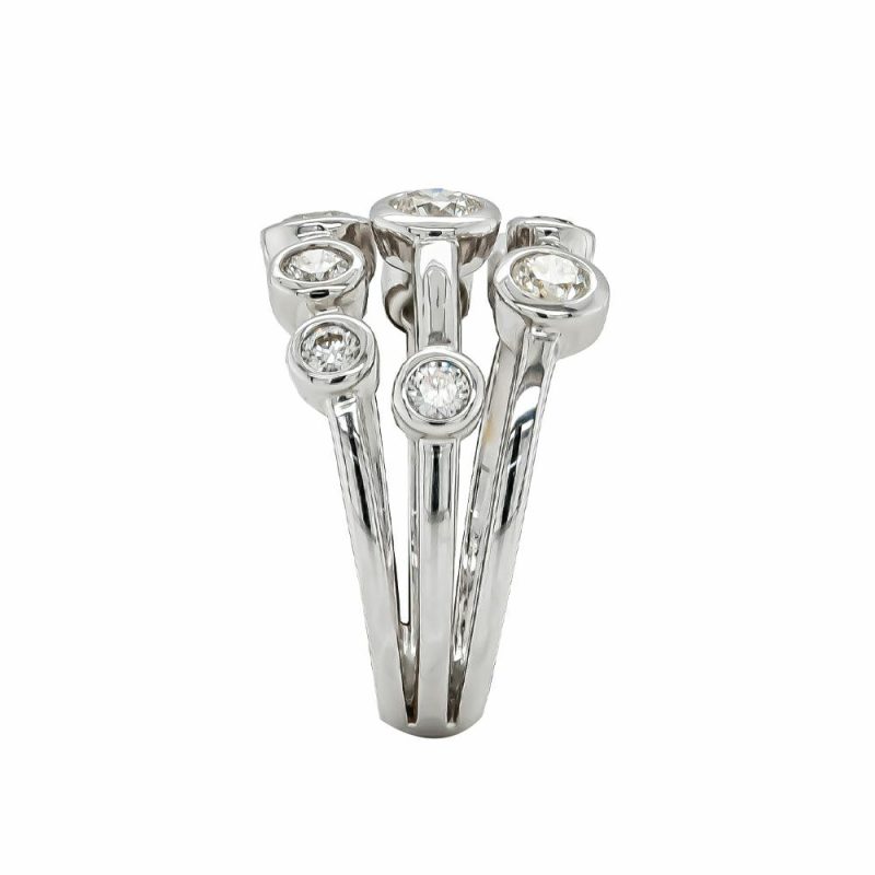 Dress Rings |   18Ct White Gold Three Strand Nine Diamond Set Bubble Band 1.01Cts Dress Rings Dress Rings