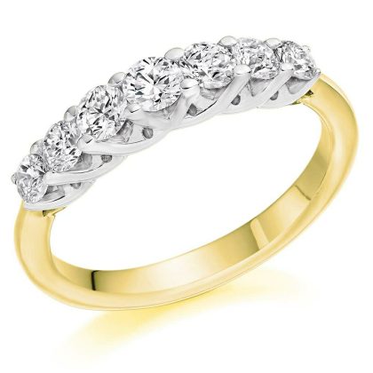 Dress Rings |   18Ct Yellow And White Gold 7 Stone Diamond Claw Set Ring .75Cts Dress Rings Dress Rings