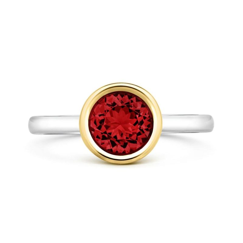 Dress Rings |   18Ct Yellow And White Round Garnet Rub Set Ring Dress Rings Dress Rings