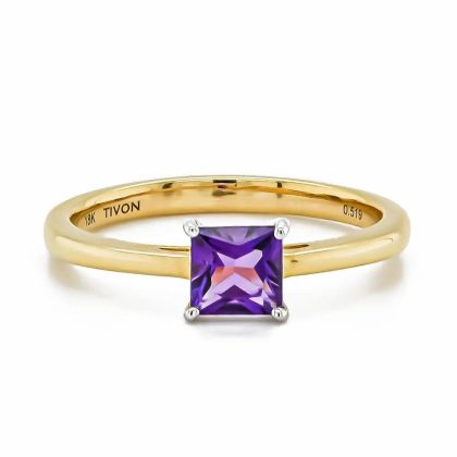 Dress Rings |   18Ct Yellow Gold Amethyst Claw Set Ring Dress Rings Dress Rings