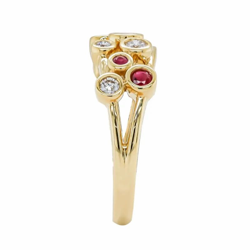 Dress Rings |   18Ct Yellow Gold Diamond & Ruby Scattered Ring Dress Rings Dress Rings