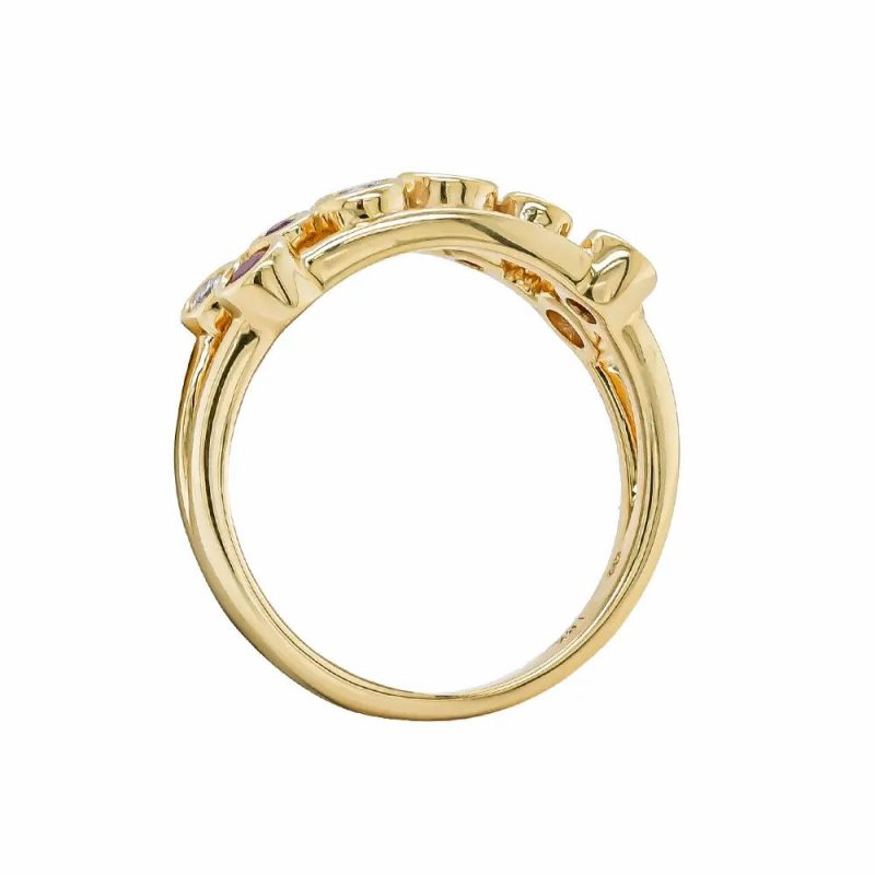 Dress Rings |   18Ct Yellow Gold Diamond & Ruby Scattered Ring Dress Rings Dress Rings