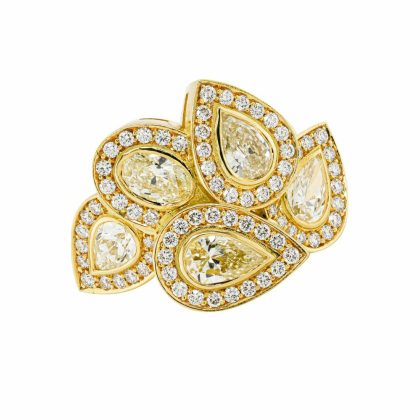 Dress Rings |   18Ct Yellow Gold Pear And Brilliant Cut Diamond Multi Cluster Ring Dress Rings Dress Rings