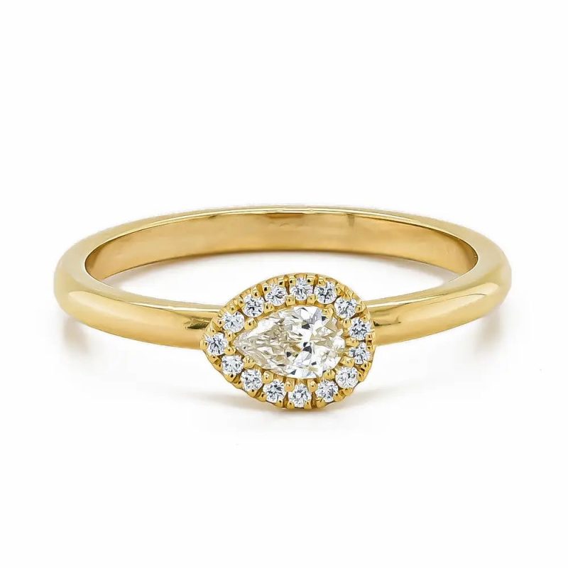 Dress Rings |   18Ct Yellow Gold Pear & Brilliant Cut Diamond Ring Total .24Cts Dress Rings Dress Rings