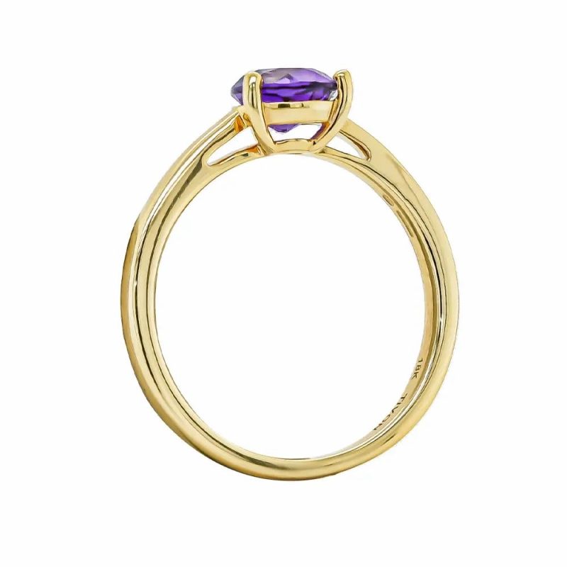 Dress Rings |   18Ct Yellow Gold Pear Shaped Amethyst Claw Set Ring Dress Rings Dress Rings