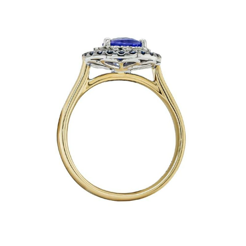 Dress Rings |   18Ct Yellow Gold Pear Shaped Tanzanite, Sapphire And Diamond Cluster Dress Ring Dress Rings Dress Rings