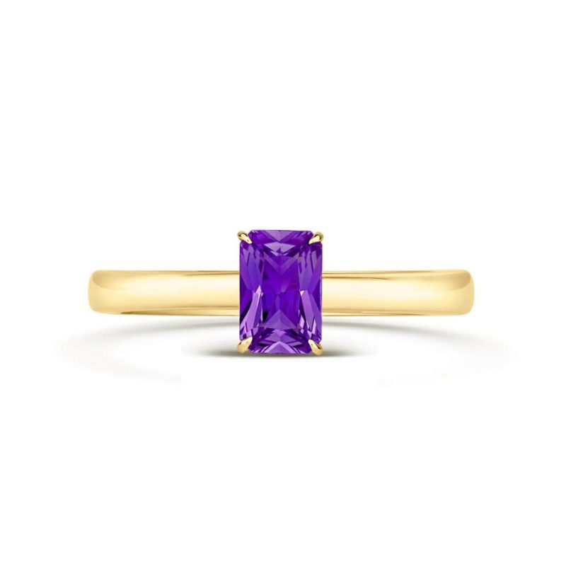 Dress Rings |   18Ct Yellow Gold Single Amethyst Claw Set Ring Dress Rings Dress Rings