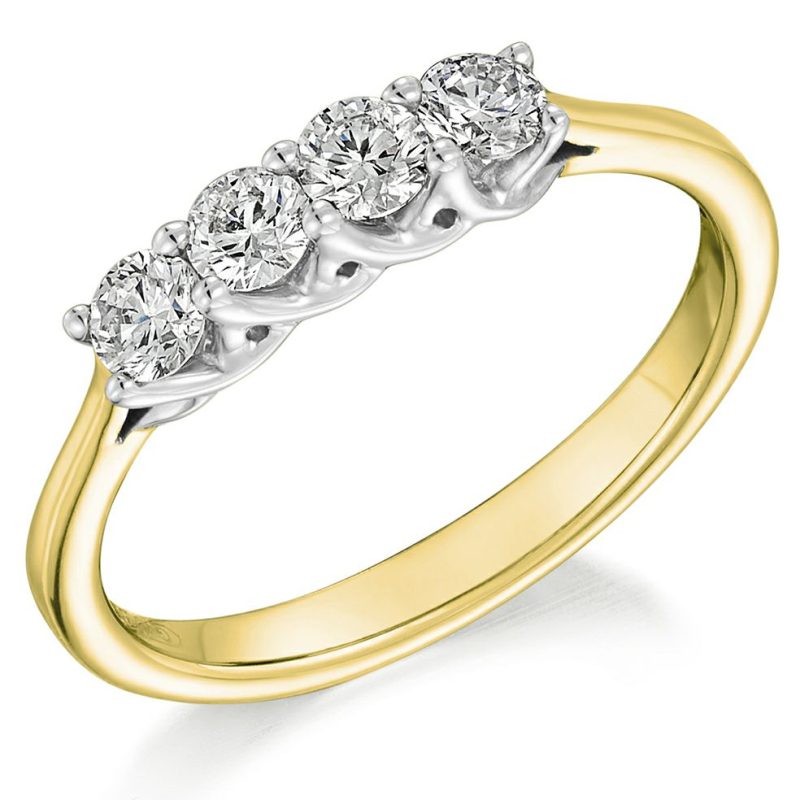 Dress Rings |   18Ct Yellow & White Gold 0.50Ct Brilliant Cut Diamond Claw Set Ring Dress Rings Dress Rings