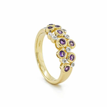 Dress Rings |   9Ct Amethyst And Diamond Bubble Ring Dress Rings Dress Rings