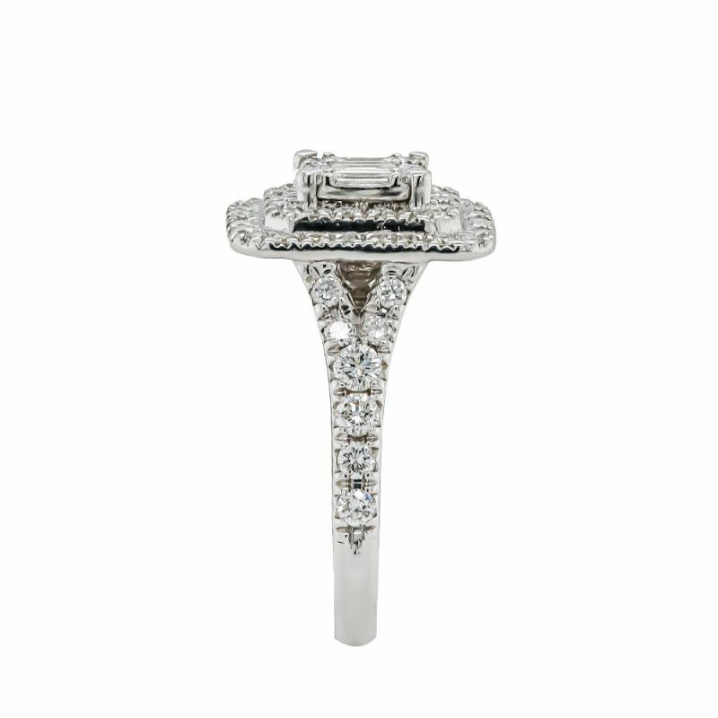 Dress Rings |   9Ct White Gold Baguette And Brilliant Cut Diamond Dress Ring Dress Rings Dress Rings