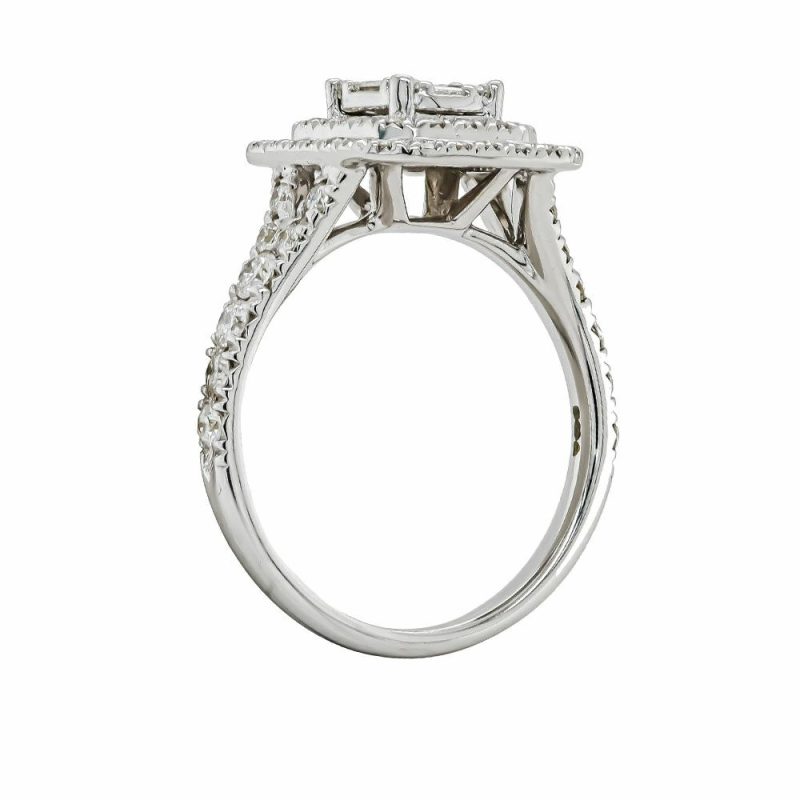 Dress Rings |   9Ct White Gold Baguette And Brilliant Cut Diamond Dress Ring Dress Rings Dress Rings