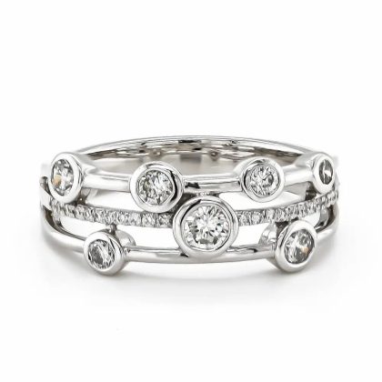 Dress Rings |   9Ct White Gold Diamond Scattered Set Ring Dress Rings Dress Rings