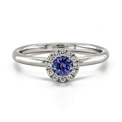 Dress Rings |   9Ct White Gold Round Tanzanite .28Cts And Diamond .10Cts Cluster Ring Dress Rings Dress Rings