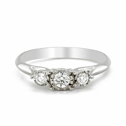 Dress Rings |   9Ct White Gold Three Stone Diamond Illusion Ring.26Cts Dress Rings Dress Rings