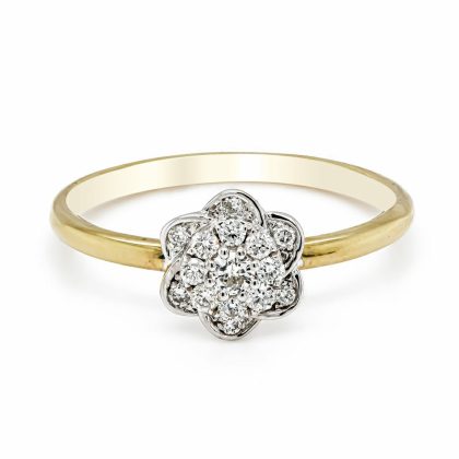 Dress Rings |   9Ct Yellow And White Gold Flower Diamond Cluster Ring Dress Rings Dress Rings