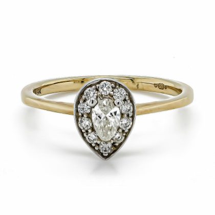 Dress Rings |   9Ct Yellow And White Gold Pear And Brilliant Cluster Diamond Ring Dress Rings Dress Rings