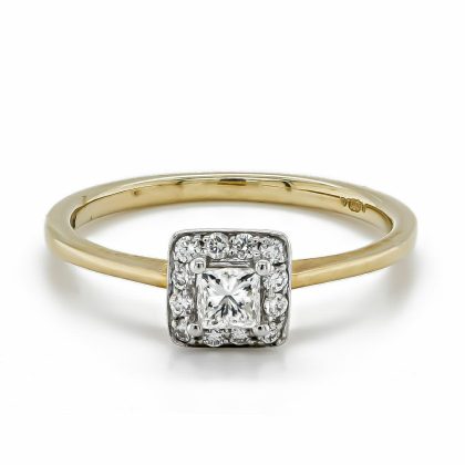 Dress Rings |   9Ct Yellow And White Gold Princess Cluster Ring .35Cts Dress Rings Dress Rings