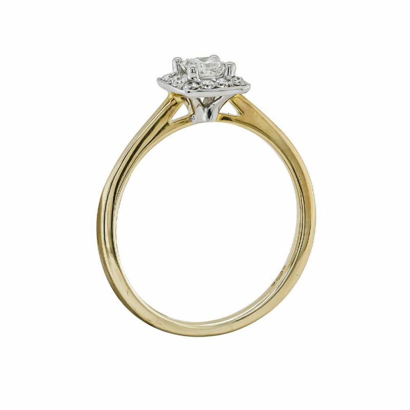 Dress Rings |   9Ct Yellow And White Gold Princess Cluster Ring .35Cts Dress Rings Dress Rings