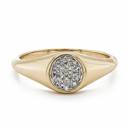 Dress Rings |   9Ct Yellow Gold 0.06Ct Diamond Oval Signet Ring Dress Rings Dress Rings