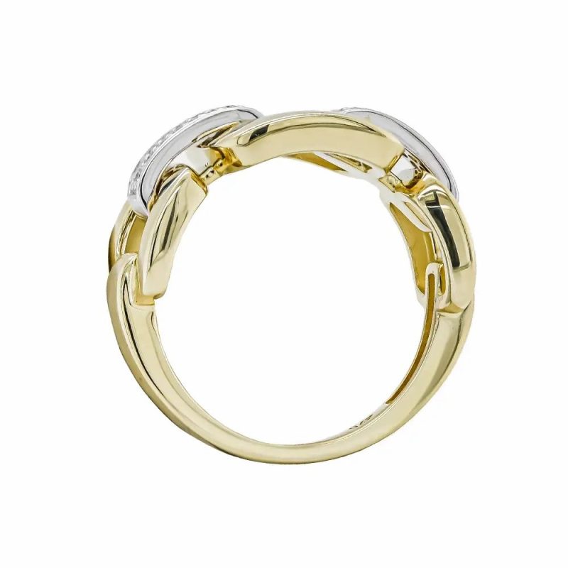 Dress Rings |   9Ct Yellow Gold Brilliant Cut Diamond Bar & Square Link Ring Dress Rings Dress Rings