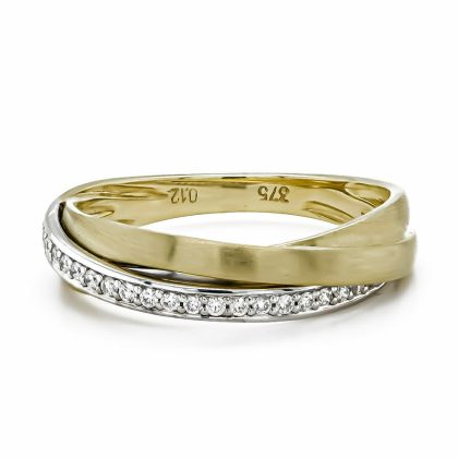 Dress Rings |   9Ct Yellow Gold Brilliant Cut Diamond Crossover Band Dress Rings Dress Rings