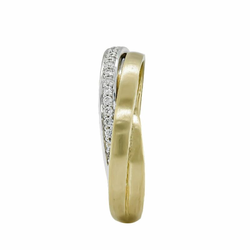 Dress Rings |   9Ct Yellow Gold Brilliant Cut Diamond Crossover Band Dress Rings Dress Rings