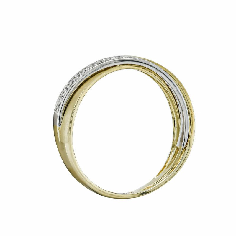 Dress Rings |   9Ct Yellow Gold Brilliant Cut Diamond Crossover Band Dress Rings Dress Rings