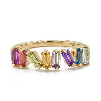 Dress Rings |   9Ct Yellow Gold Multi Coloured Sapphire Scattered Dress Ring Dress Rings Dress Rings