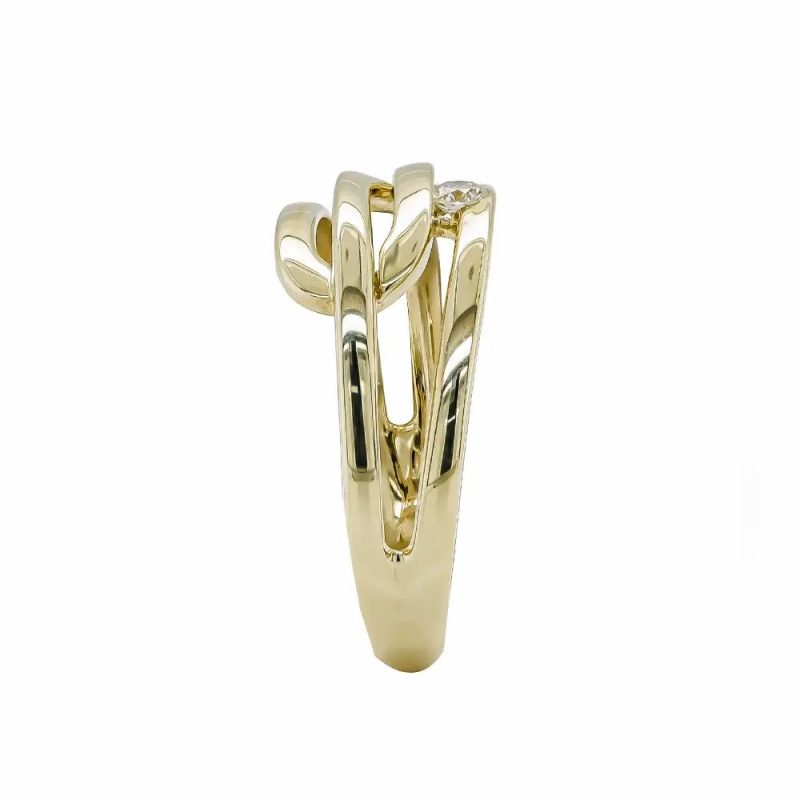 Dress Rings |   9Ct Yellow Gold Single Brilliant Cut Diamond Entwined Loop Ring Dress Rings Dress Rings