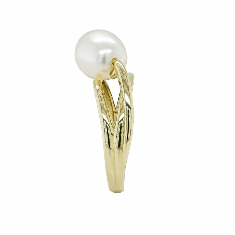 Dress Rings |   9Ct Yellow Gold Split Shank Freshwater Pearl Band Dress Rings Dress Rings