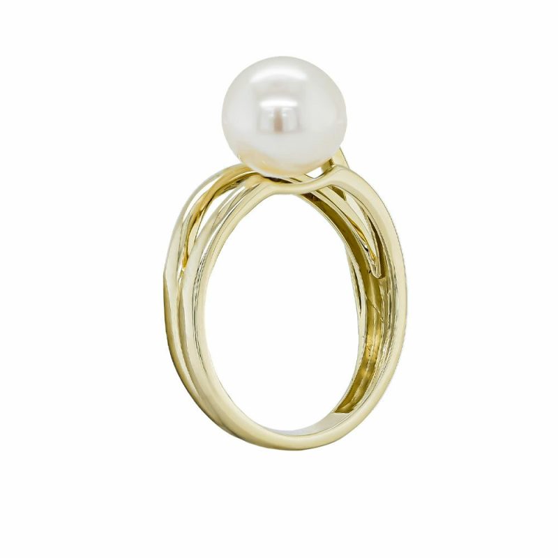 Dress Rings |   9Ct Yellow Gold Split Shank Freshwater Pearl Band Dress Rings Dress Rings