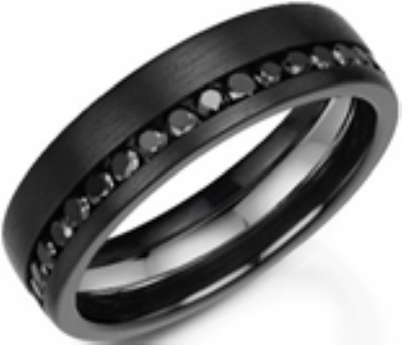 Dress Rings |   Black Zirconium Black Diamond Edge 6Mm Band Dress Rings Dress Rings