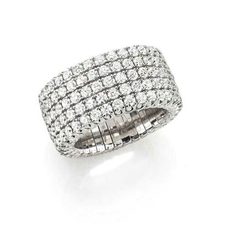 Dress Rings |   Picchiotti 18Ct White Gold 5 Row Diamond Xpandable Band 3.16Ct Dress Rings Dress Rings