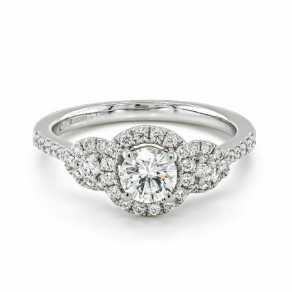 Dress Rings |   Platinum Brilliant Cut 0.95Ct Diamond Cluster Ring With Diamond Shoulders Dress Rings Dress Rings