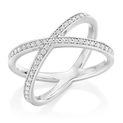 Dress Rings |   Platinum Diamond Cross Over Band .40Cts Dress Rings Dress Rings