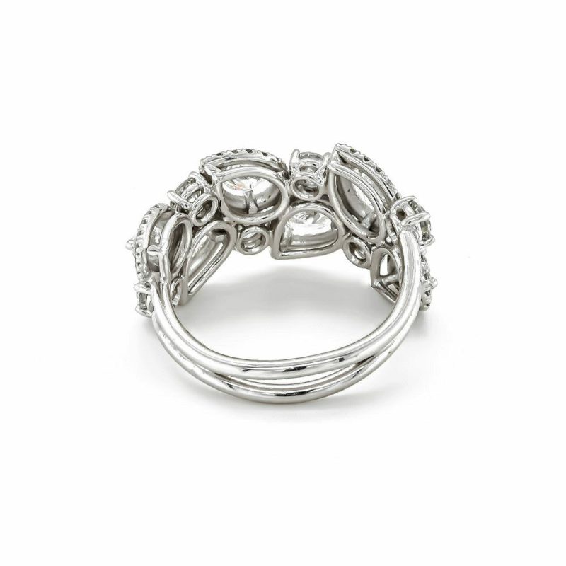 Dress Rings |   Platinum Pear & Brilliant Cut Diamond Cluster Ring Dress Rings Dress Rings